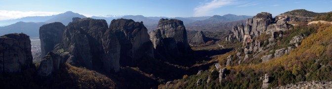 Panorama of Meteorea, Greece.