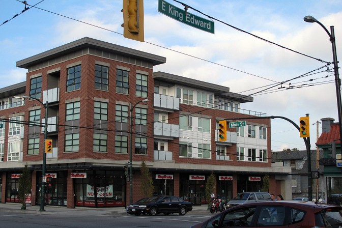 This apartment building at the corner of Main and King Ed was a hole in the ground when we left.
