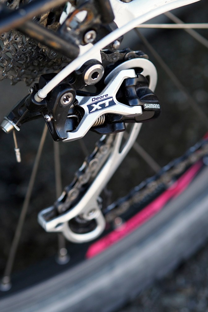 XT long cage rear derailleur.