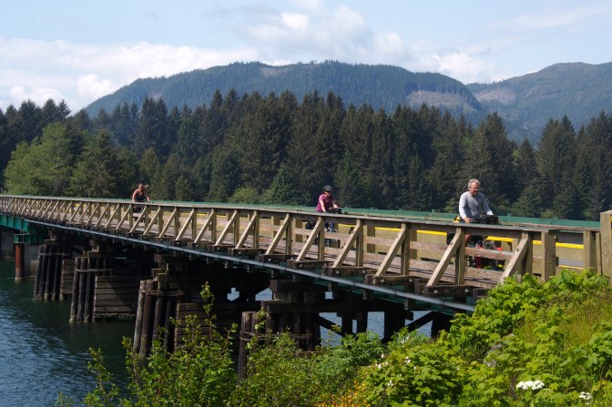 Crossing the bridge over the San Juan River into Port Renfrew.