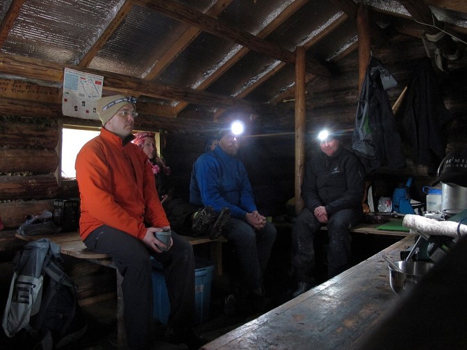 Shelter from the storm in the Indianpoint Lake cabin.