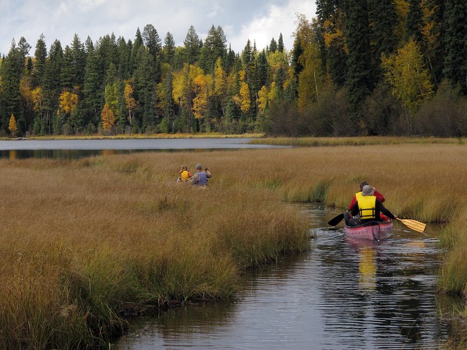Paddling into Skoi Lake.