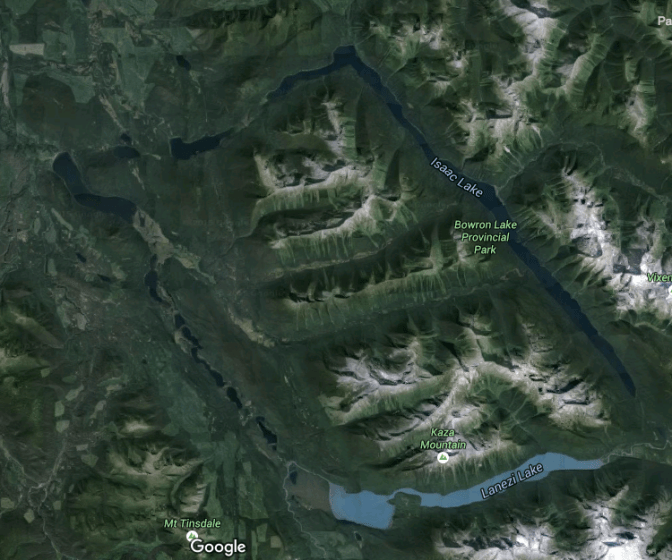 The Bowron Lakes canoe circuit.