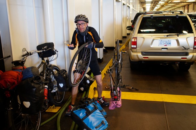 A flat tire on the way to the ferry but it held enough air to make the 11 o'clock boat to Victoria.