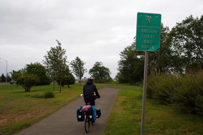 The start of the Oregon coast bike route.