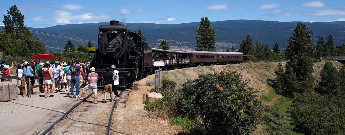 Popular with tourists, a steam train still runs a short section between Prairie Valley and Summerland.