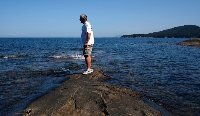 Greg at the south end of Gossip Island.