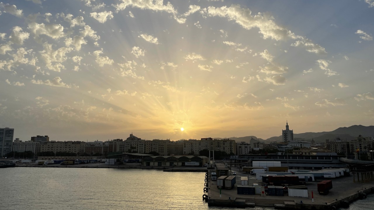 Arriving in Málaga.